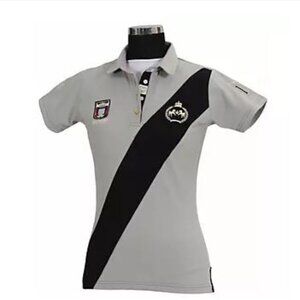 Equine Couture Ladies Tristan Short Sleeve Polo Shirt Grey- Small -EUC